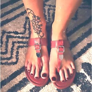 Pink Leather Coach Sandals ~ Size 8